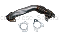 Wehrli Custom Fabrication - Wehrli Custom Fab 2001-2016 Duramax 2" Stainless Single Turbo Style Pass Side Up Pipe for OEM Manifold with Gaskets