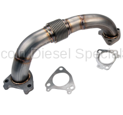 Wehrli Custom Fabrication - Wehrli Custom Fab 2001-2016 Duramax 2" Stainless Driver Side Up Pipe for OEM Manifold with Gaskets