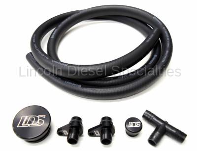 Lincoln Diesel Specialities - LDS PCV Reroute Kit with Resonator Plug (2004.5-2010)
