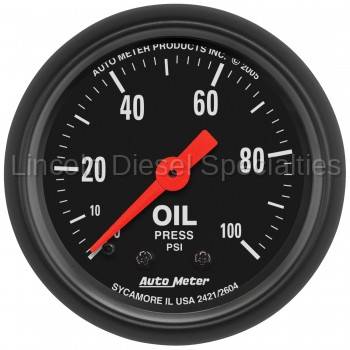 Auto Meter - Auto Meter Z-Series, Oil Pressure, 2-1/16",  0-100 PSI, Mechanical (Universal)