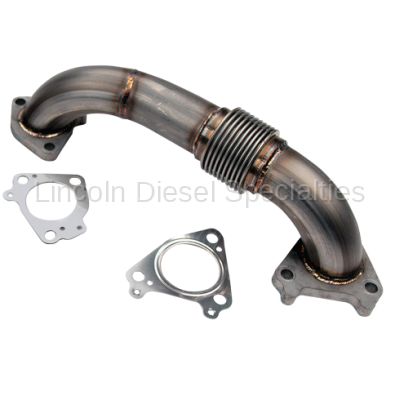 Wehrli Custom Fabrication - Wehrli Custom Fab 2001-2016 Duramax 2" Stainless Twin Turbo Style Pass Side Up Pipe for OEM Manifold with Gaskets