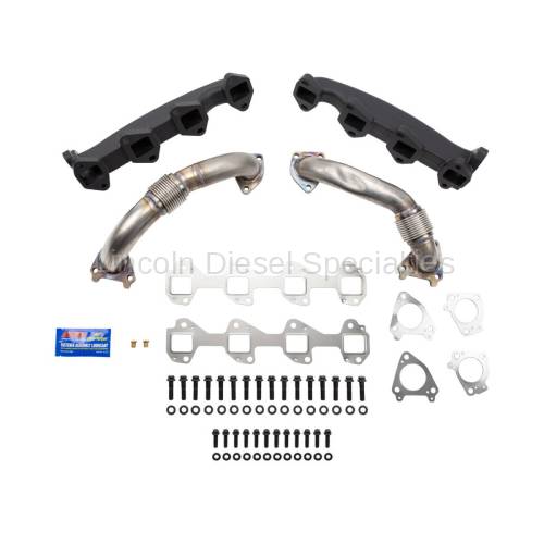 Wehrli Custom Fabrication - Wehrli Custom LB7 Duramax Billet Exhaust Manifold & 2" Stainless Up Pipe Kit (2001-2004)