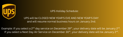 UPS Holiday Hours