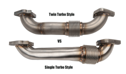 Wehrli Custom Fabrication - Wehrli Custom Fab 2001-2016 Duramax 2" Stainless Twin Turbo Up Pipe Kit for OEM Manifolds w/ Gaskets - Image 3