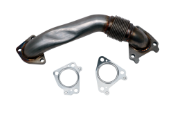 Wehrli Custom Fab 2001-2016 Duramax 2" Stainless Single Turbo Style Pass Side Up Pipe for OEM Manifold with Gaskets