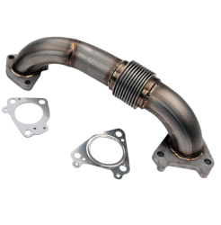 Wehrli Custom Fab 2001-2016 Duramax 2" Stainless Twin Turbo Style Pass Side Up Pipe for OEM Manifold with Gaskets