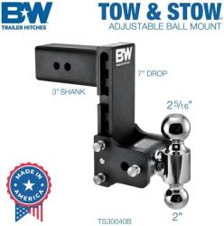 2007.5-2010 LMM VIN Code 6 - Hitches/Receivers - B & W Hitches - B&W Tow & Stow (3") 7.5" Drop 7" Rise, Dual Ball 2” x 2 5/16” Ball Size (Black) (Universal)***